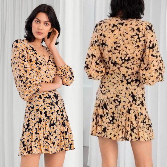 ☀️ & Other Stories Floral Modal Blend Mini Dress Orange Yellow Stockholm Atelier - Picture 1 of 10
